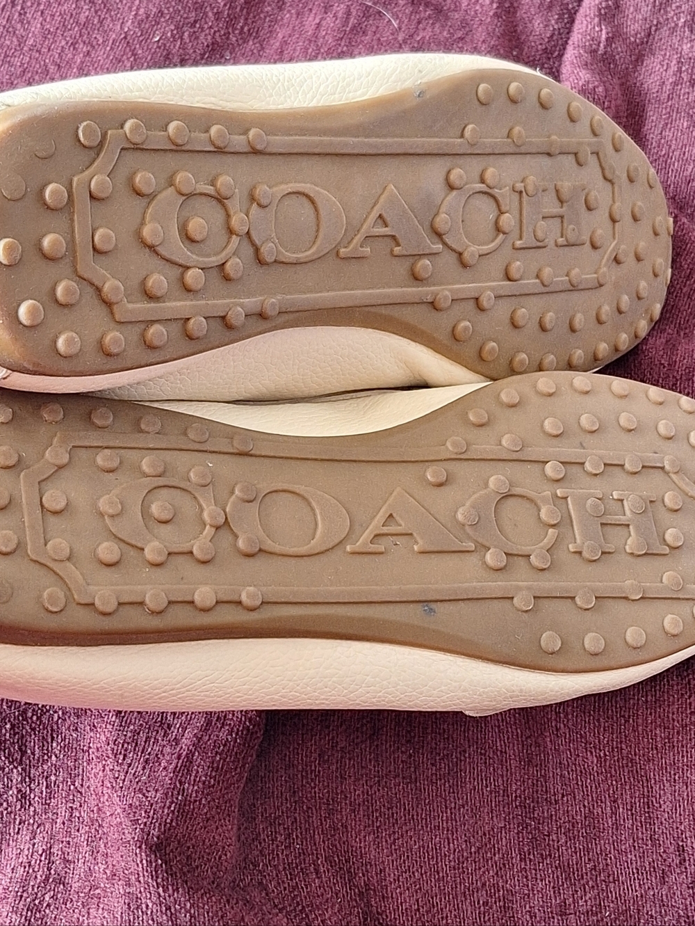 Coach Cream Pebbled Leather Loafers - Picture 8 of 14
